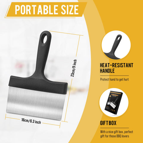 AWEASROY Blackstone-compatible scraper designed for flat-top grills and heavy-duty use.