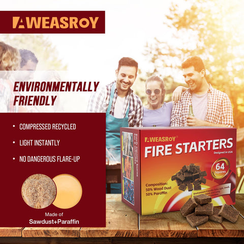 AWEASROY compact fire starter squares ideal for camping in a backpack.