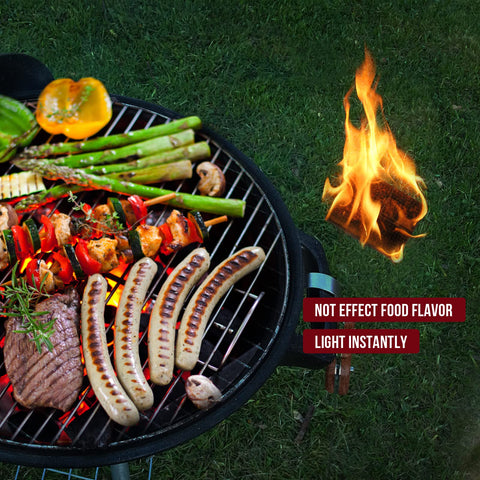 AWEASROY fire starter squares on a BBQ grill for quick ignition.