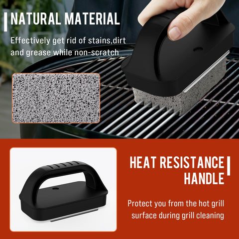 AWEASROY natural pumice grill stone removes residue without scratching.