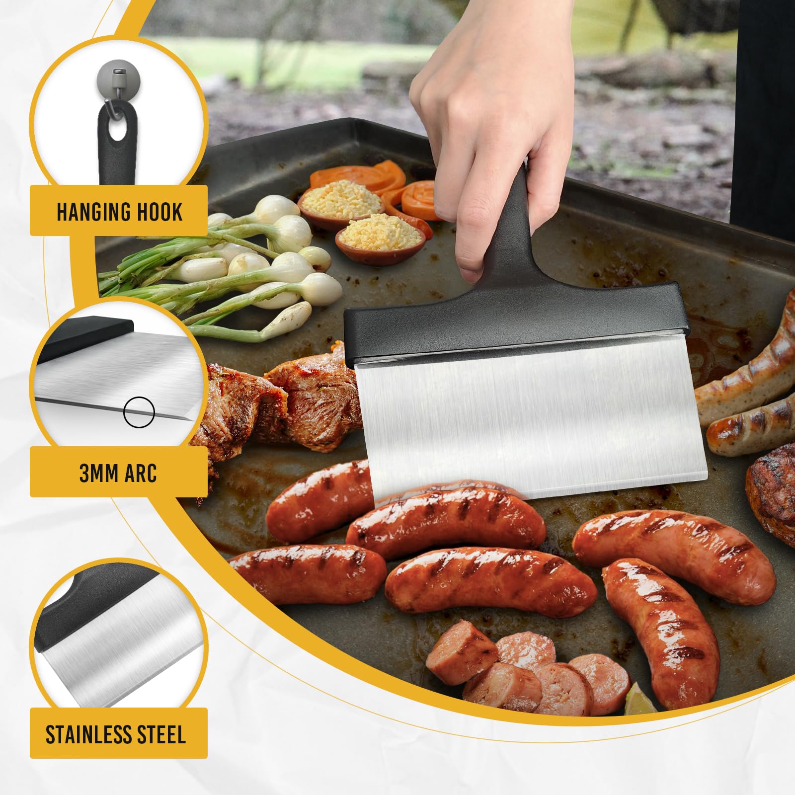 AWEASROY multi-use scraper for cleaning, turning, and light prep