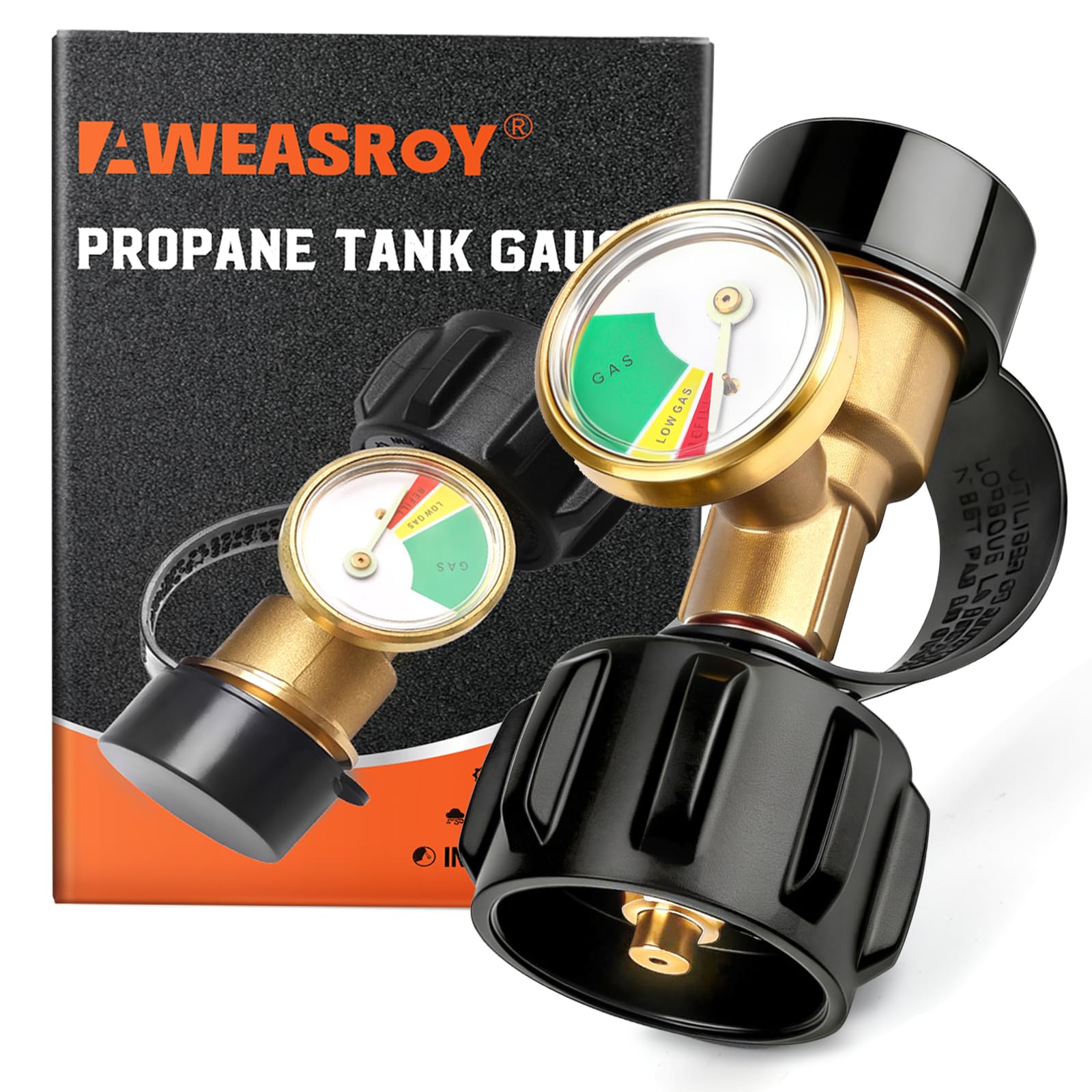 AWEASROY propane gauge dial shows fuel level for precise planning.