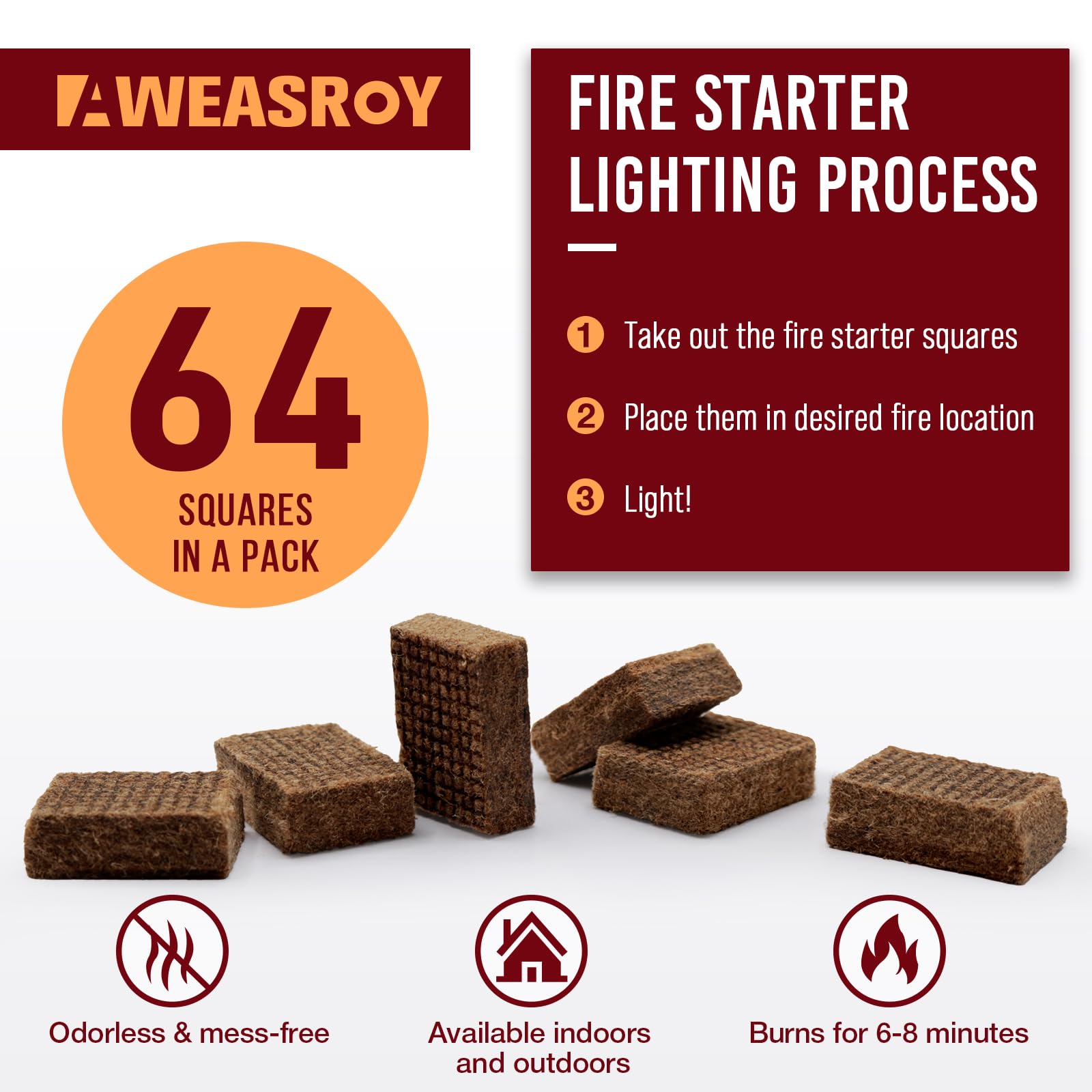 AWEASROY waterproof fire starter square lighting in light rain.