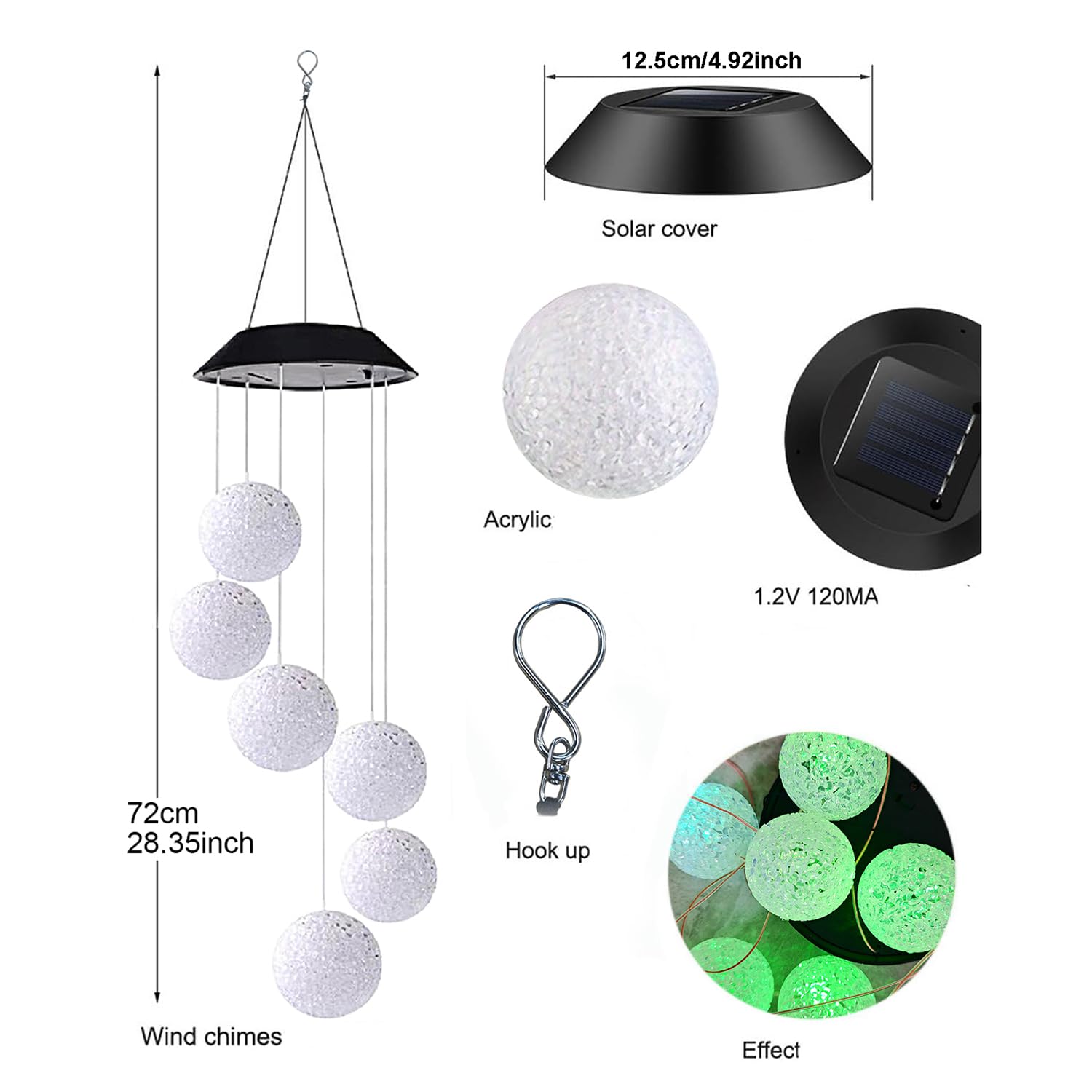 AWENDIETOU Solar Wind Chime with multicolor LEDs for magical garden ambience.