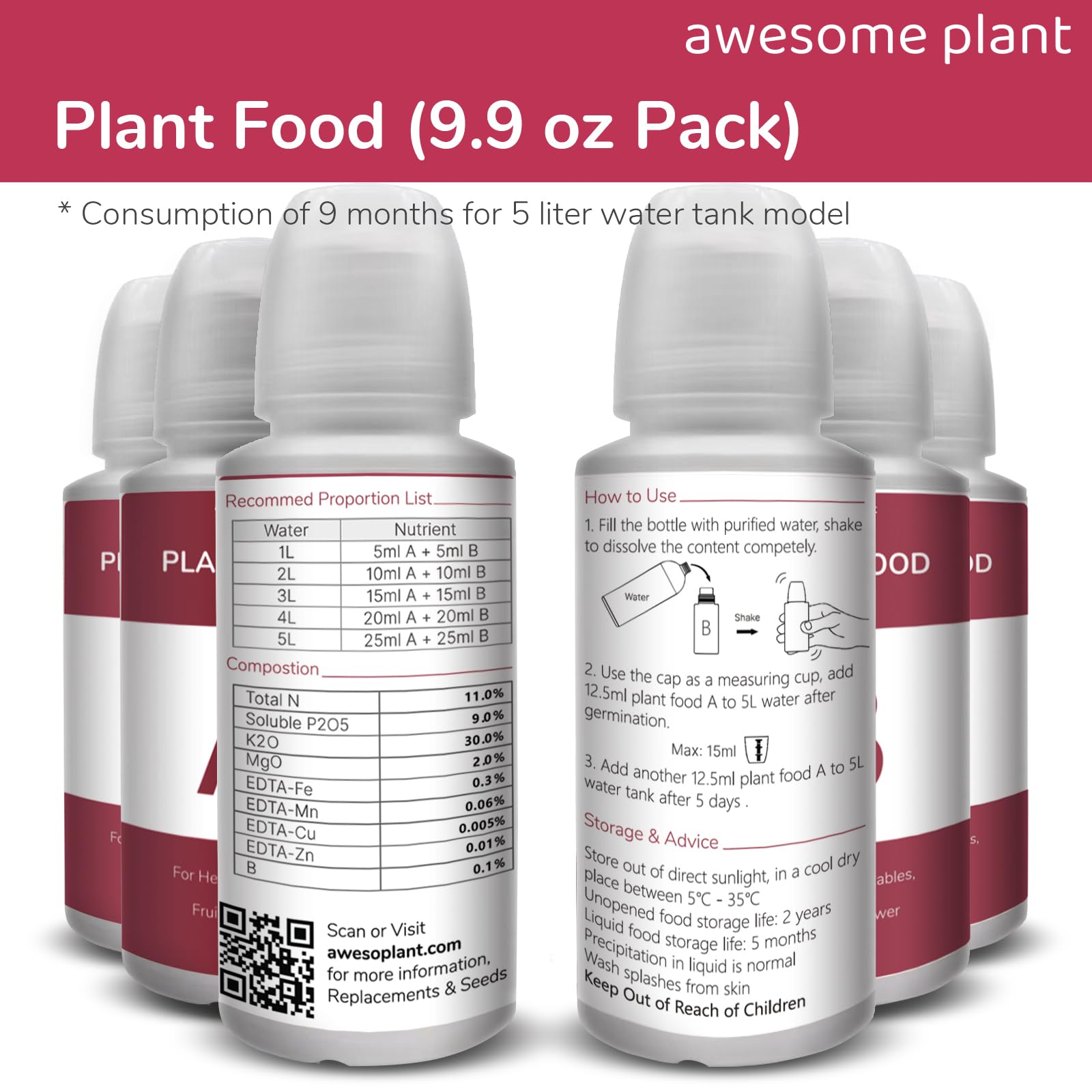 Awesome Plant hydroponic food kit box highlights saver pack for long-term feeding.