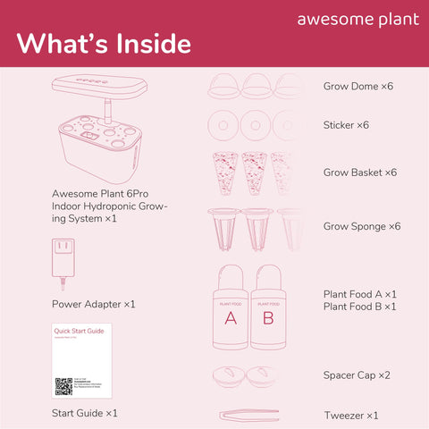 Awesome Plant 6Pro contents included: pods, plant food, spacers