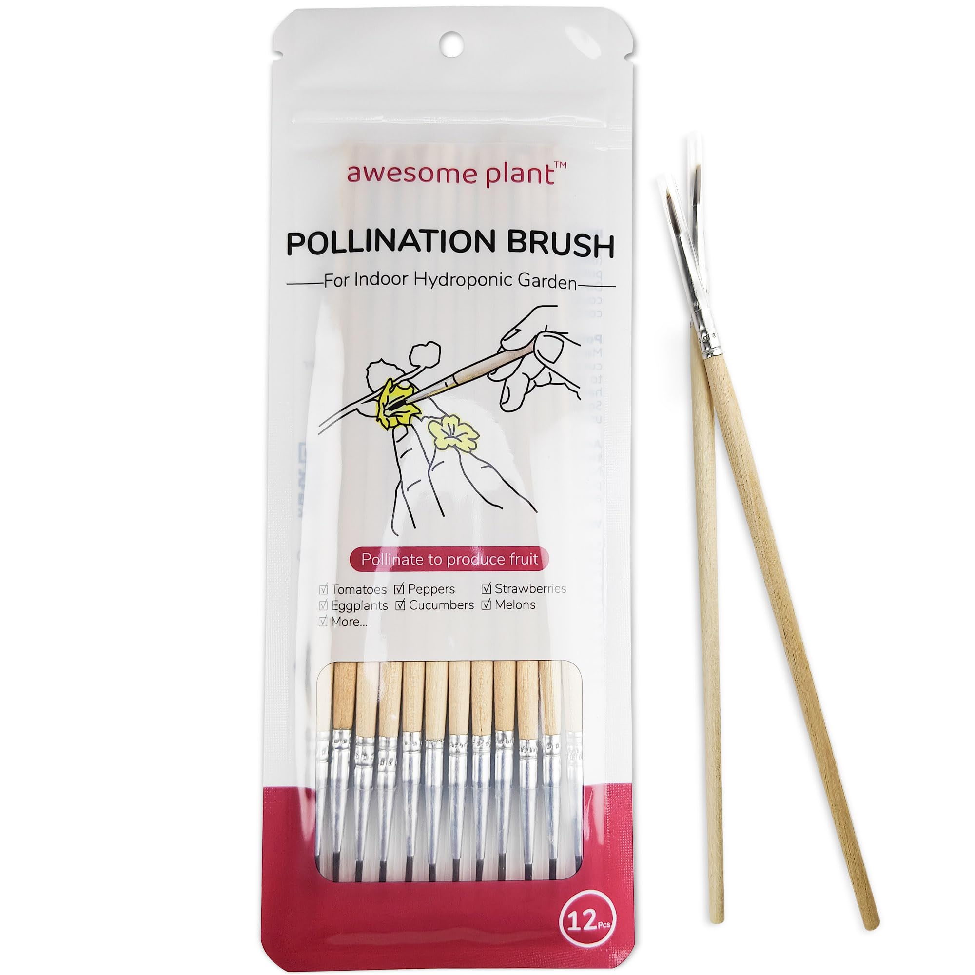 Awesome Plant pollination brush for indoor hydroponics aids blossom pollen transfer.