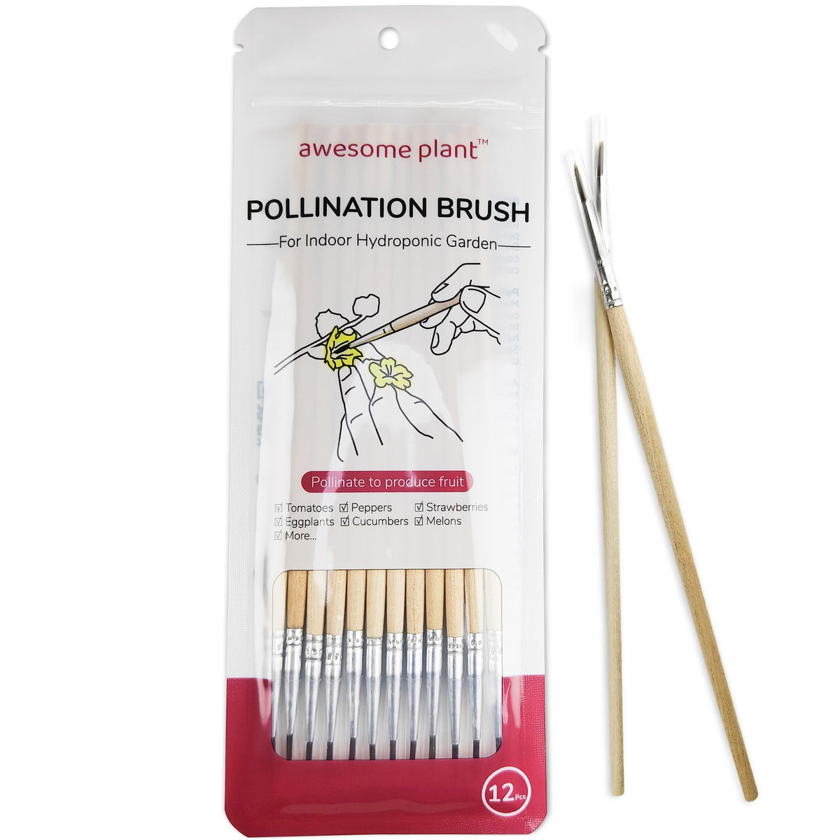 Awesome Plant pollination brush for indoor hydroponics aids blossom pollen transfer.