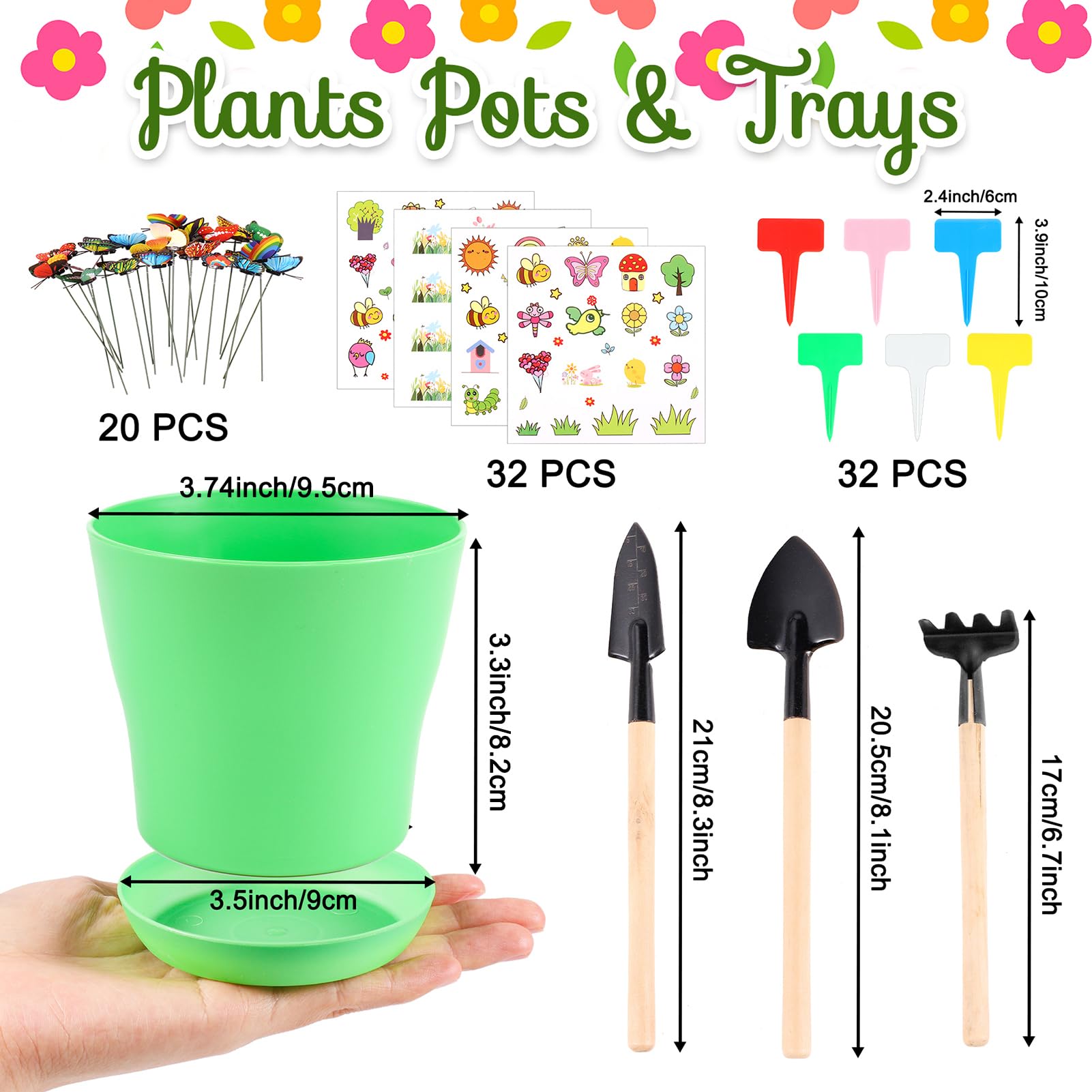 Aweyka colorfully matched pot trays with pots for easy seedling organization.