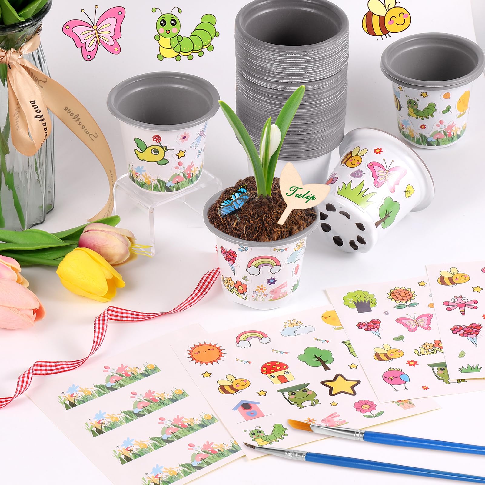 Aweyka Garden Pot Craft Kit painting tools enable creative decorating for kids