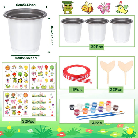Aweyka Garden Pot Craft Kit pots arranged for easy potting and classroom activity