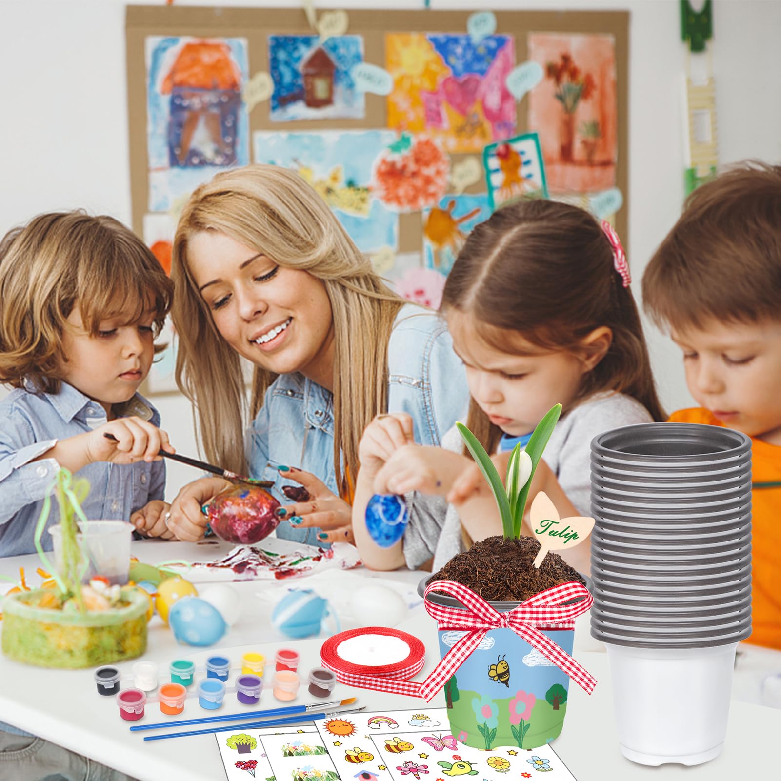 Aweyka Garden Pot Craft Kit adhesive stickers add patterns without glue