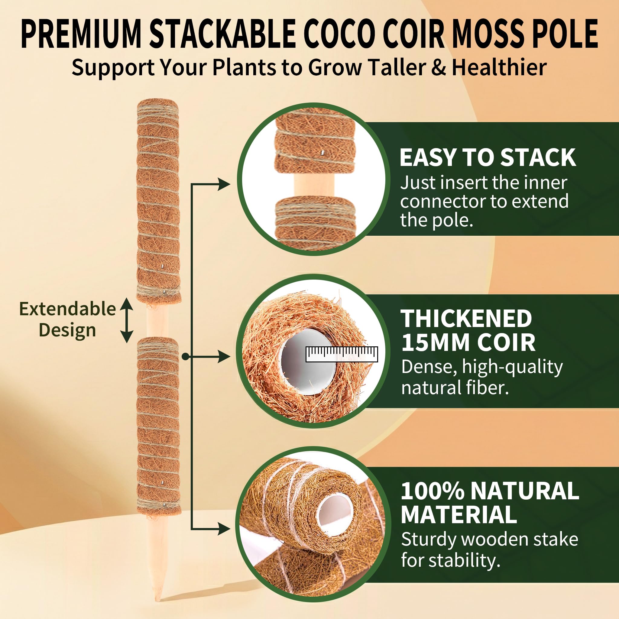 AWIBIKU coir pole 12-inch stackable extension for tall climbers.