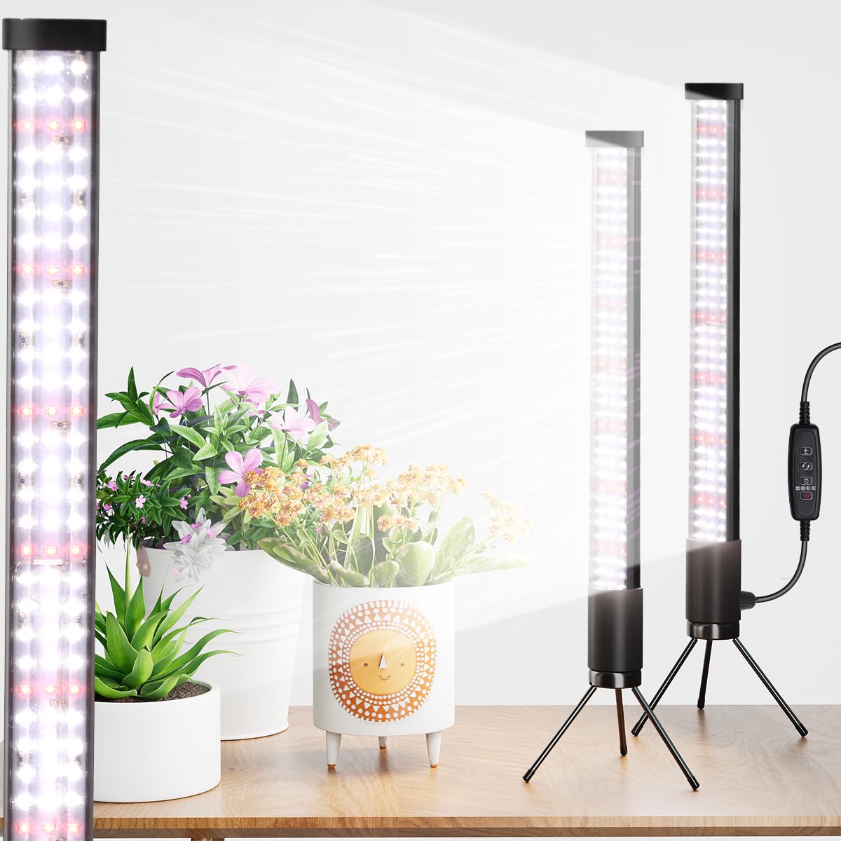AWLYLNLL grow light vertical stand provides even side illumination for thriving indoor seedlings.