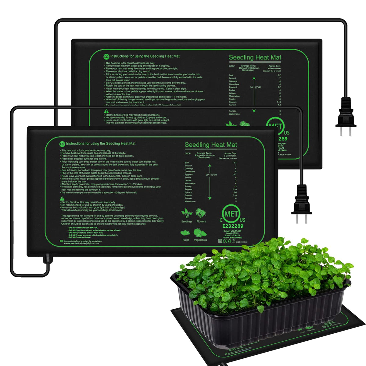 AWLYLNLL seedling heat mat front view showing compact 21W warming for germination