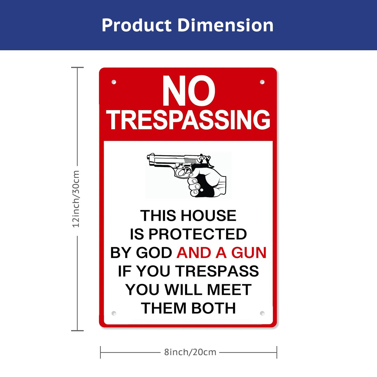 awrjdos Gun and God Protection Sign close-up; weather-resistant metal for outdoor use.