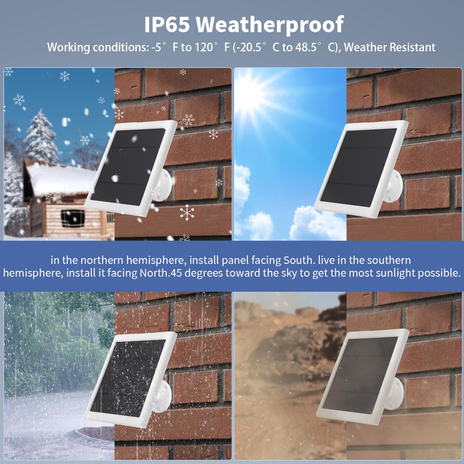 5W solar panel provides steady charging for Ring Stick Up and Pro Spotlight Cam
