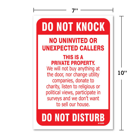 AX Signs no-soliciting sign adhesive back for exterior mounting.