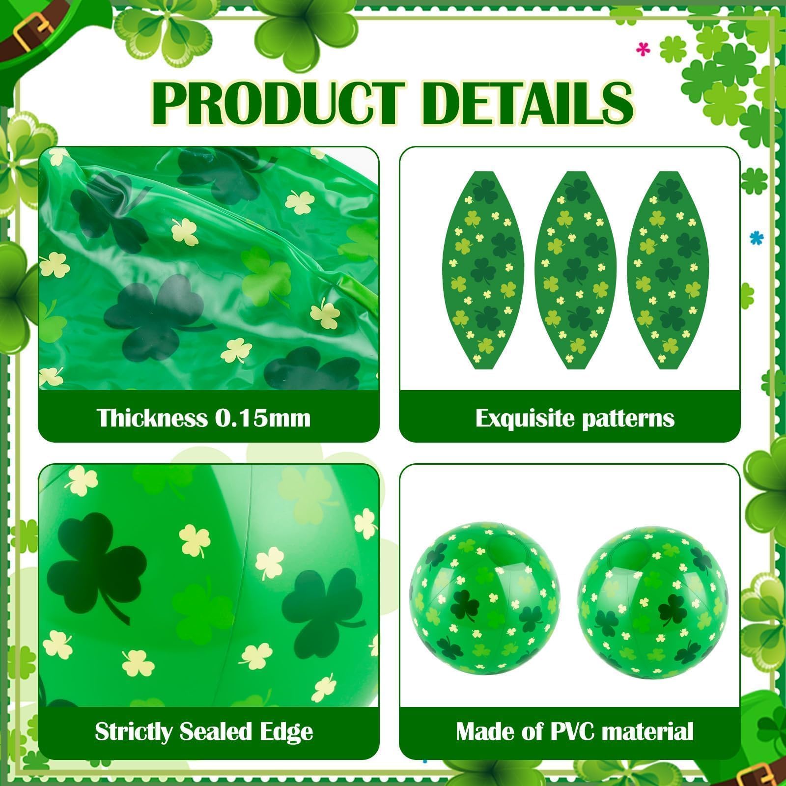 AXBMM green shamrock 8-inch inflatable ball, quick setup for celebrations.