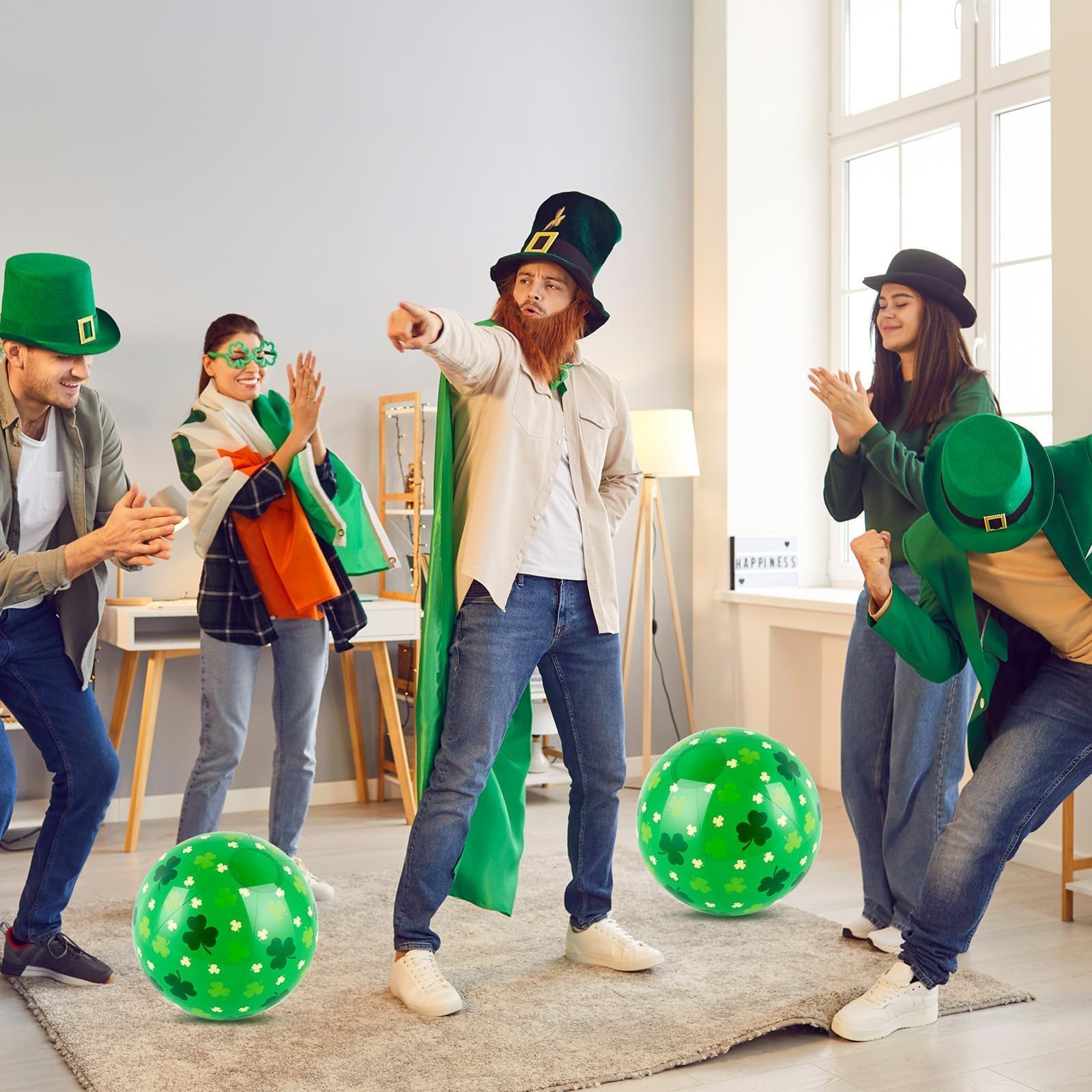 AXBMM St. Patrick's Day inflatable ball, durable PVC for reuse.