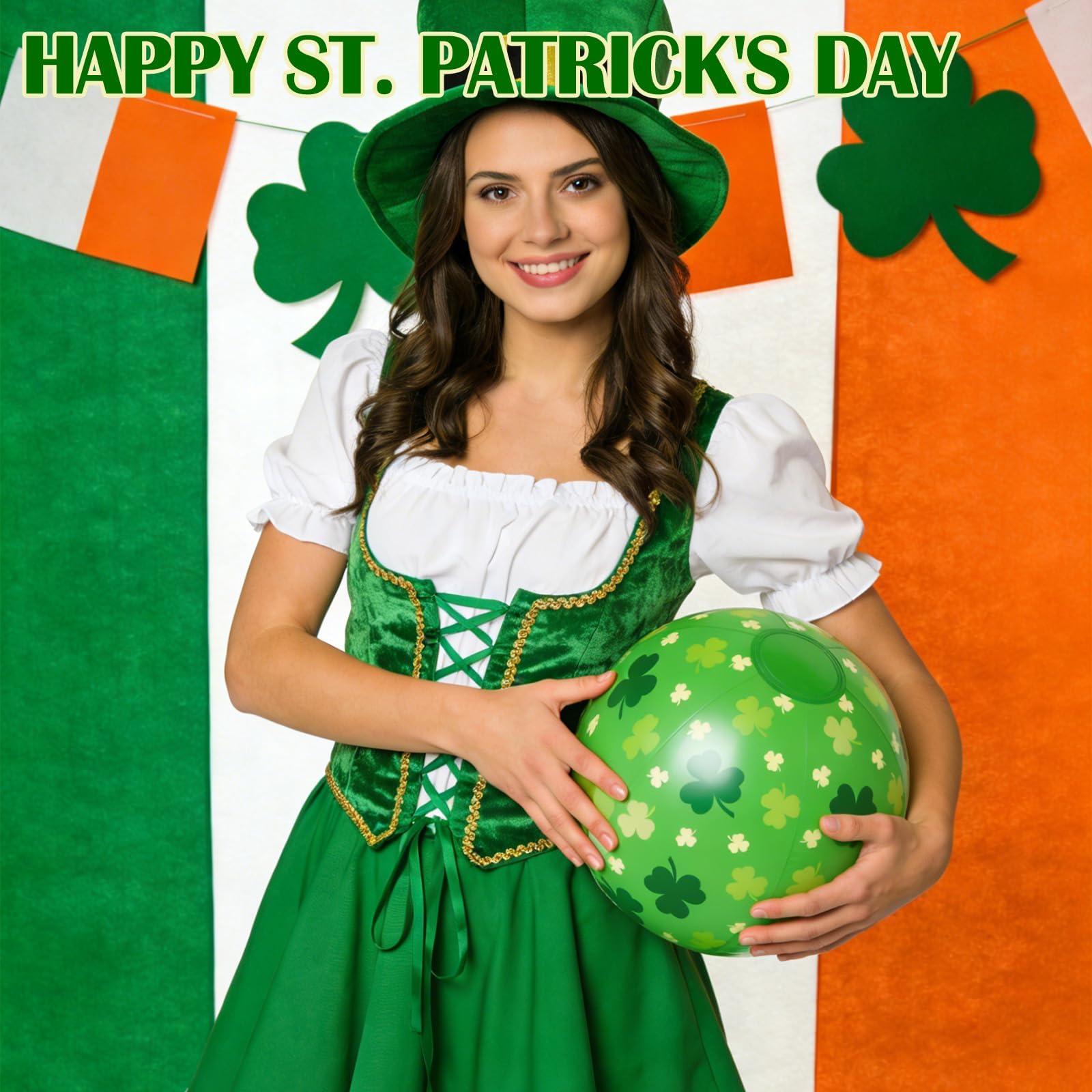 AXBMM 8-inch shamrock ball, ideal for garden parties and float decor.