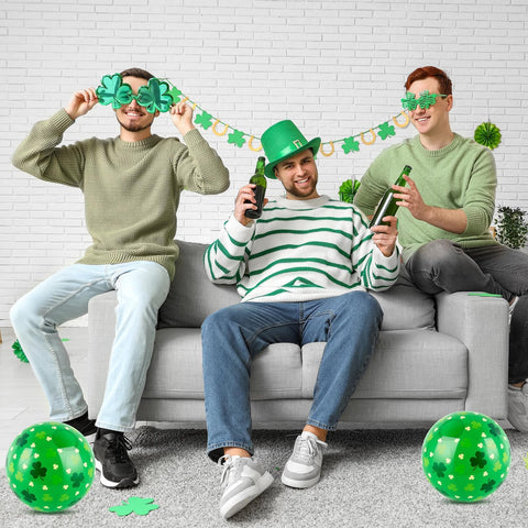 AXBMM two-pack shamrock inflatables, versatile for pool, patio, parade floats.