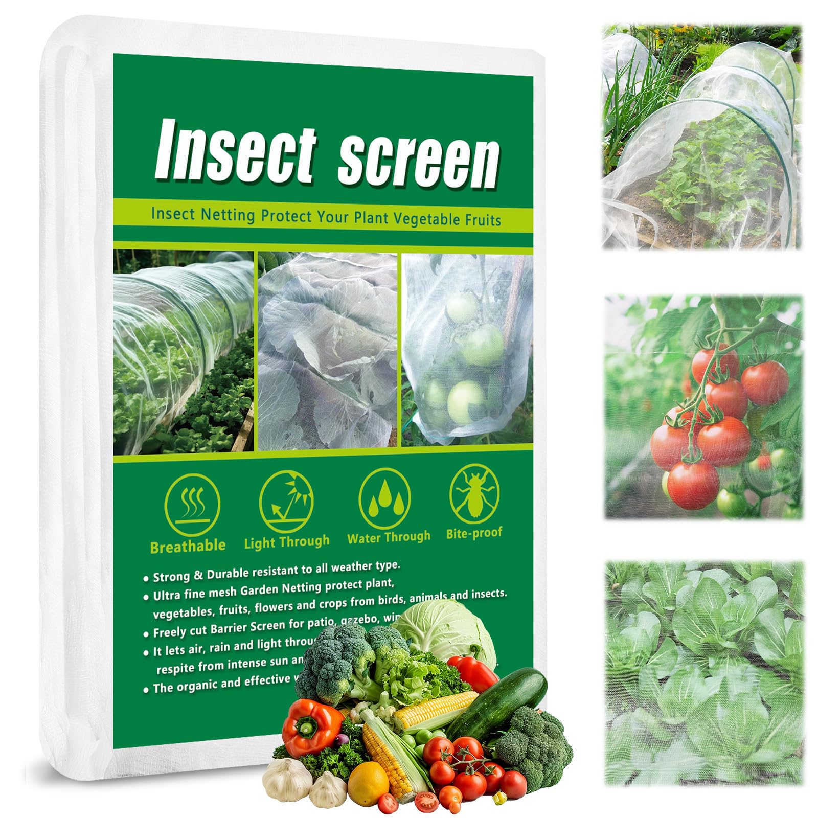 Axcoix 10x33ft garden mesh netting over raised bed protecting crops