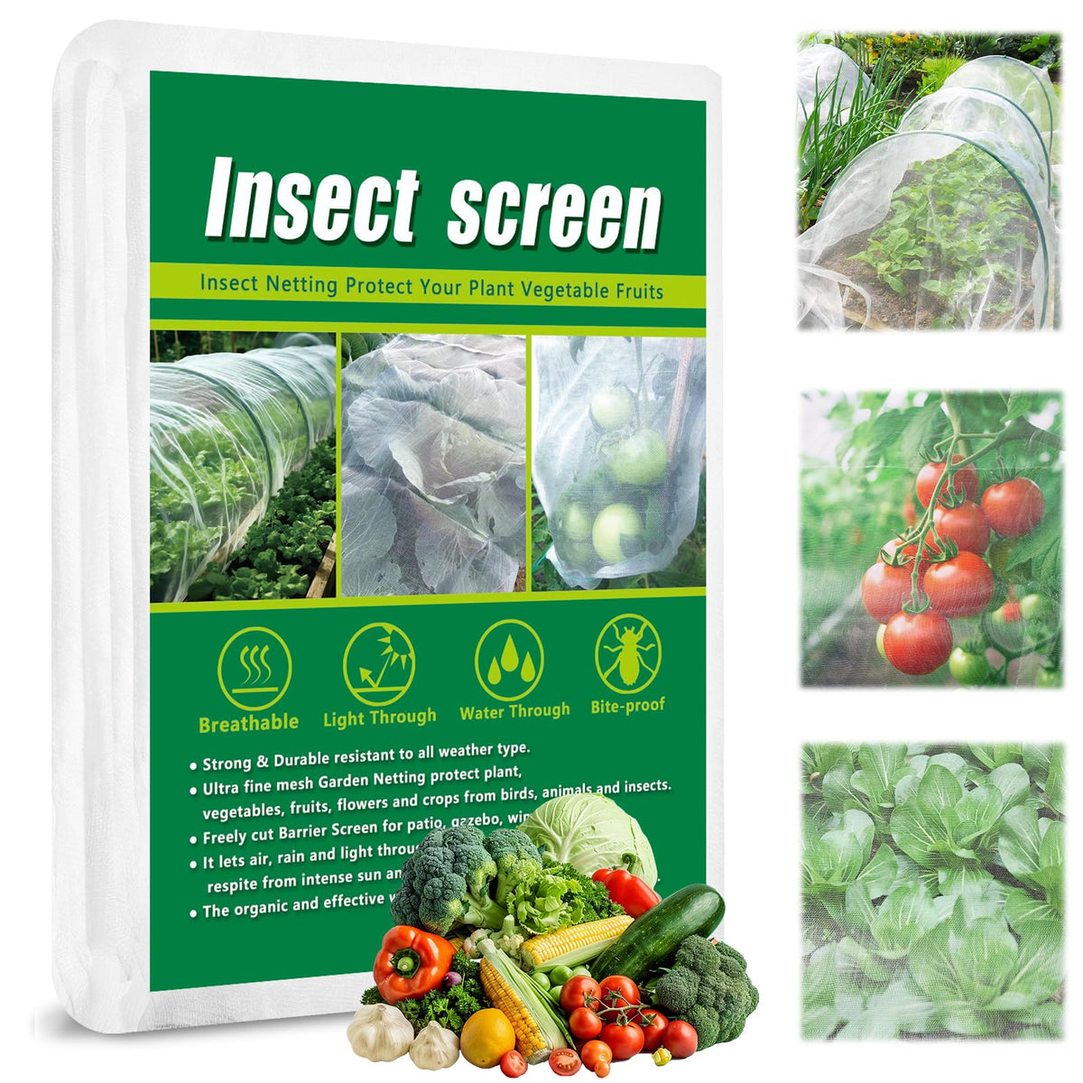 Axcoix 10x33ft garden mesh netting over raised bed protecting crops