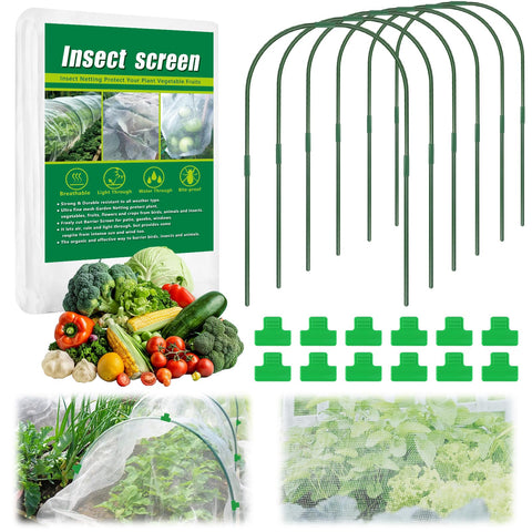 Axcoix 10x33 ft garden netting kit over raised bed for pest protection