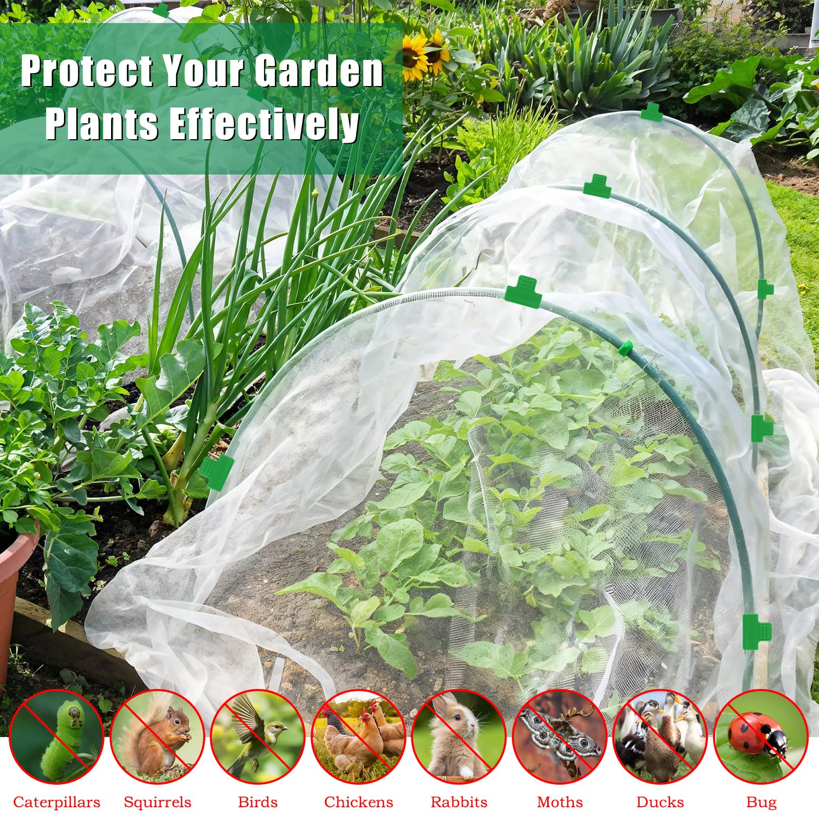Axcoix clip-secured edge anchors netting to soil for stability