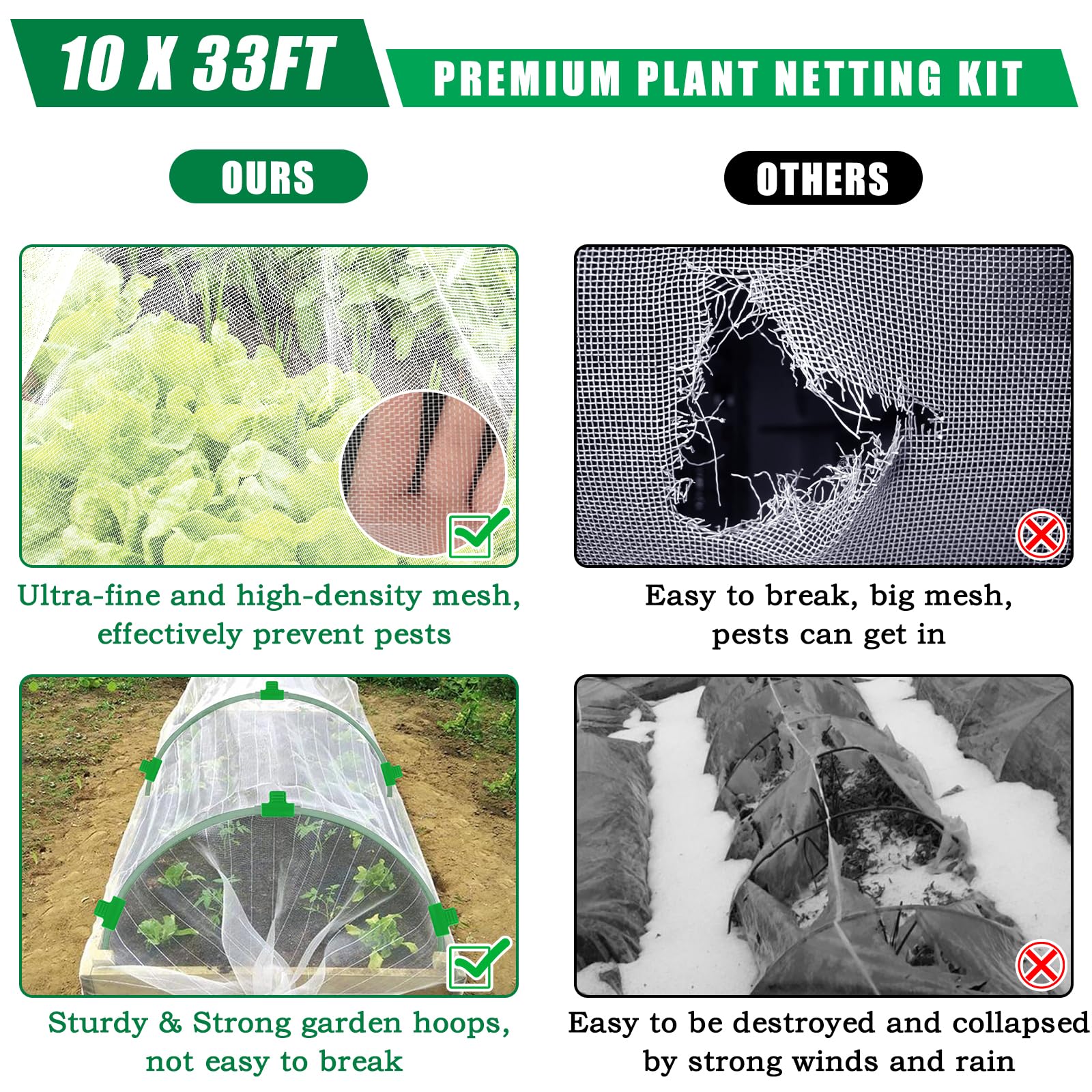 Axcoix DIY assembly shows fitting netting around plants