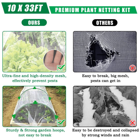 Axcoix DIY assembly shows fitting netting around plants