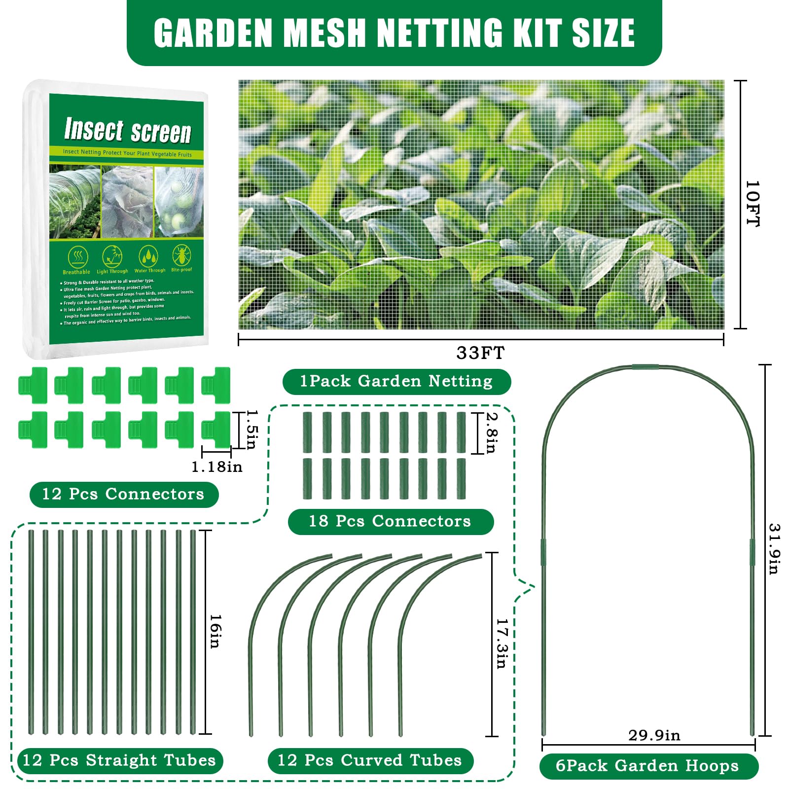 Axcoix garden hoops provide sturdy frame support for netting