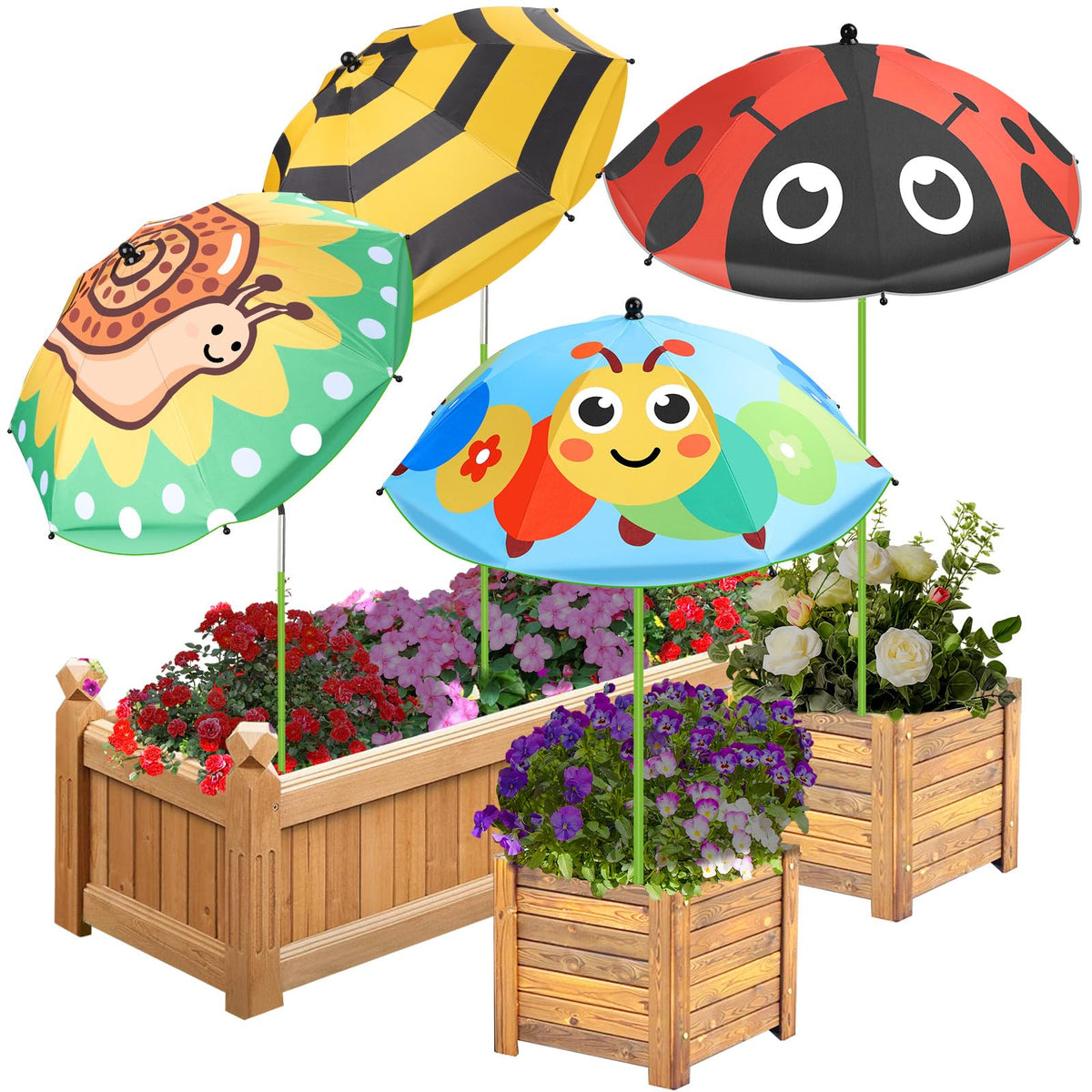 Axcoix plant umbrella animal-prints shading 26-inch diameter for sun protection.