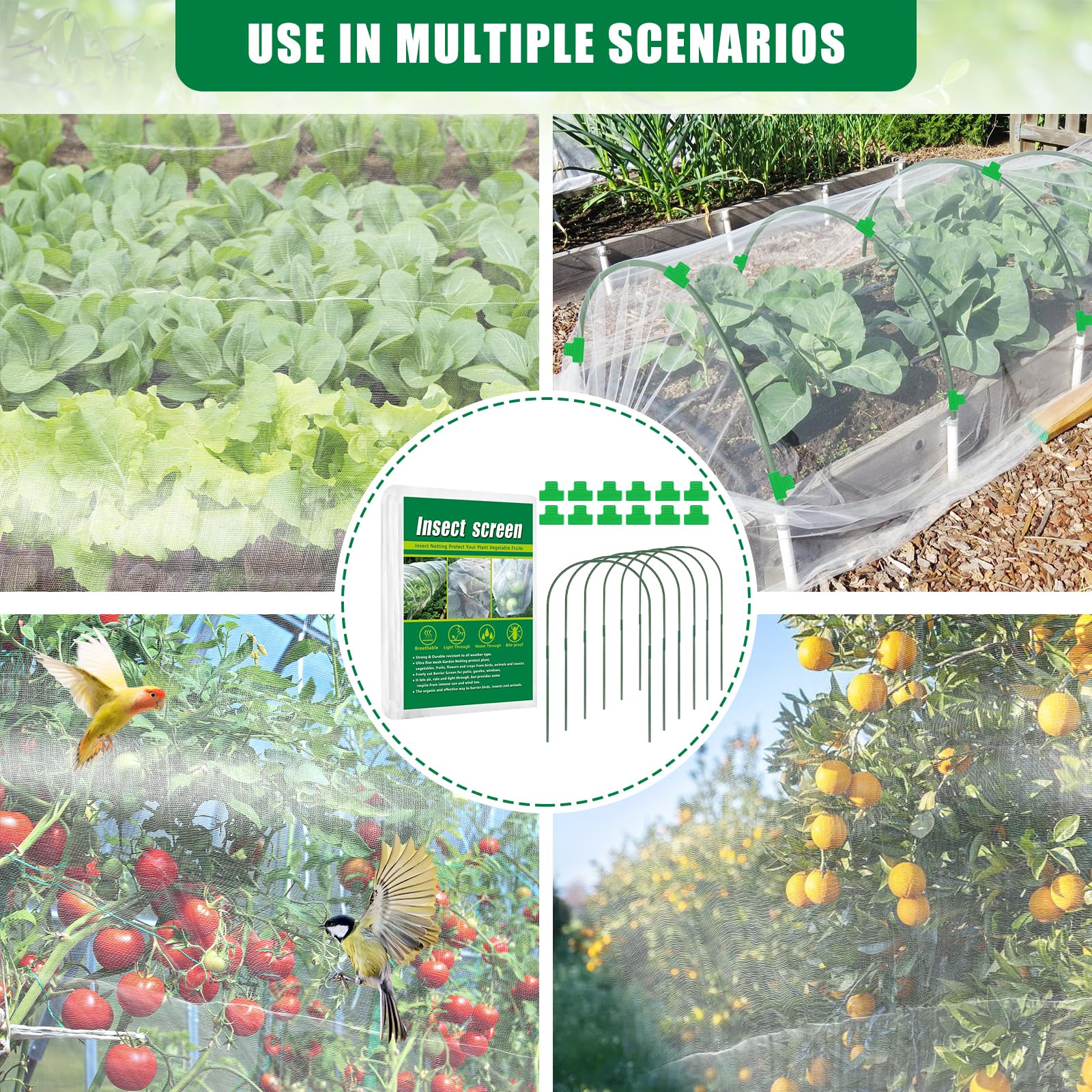 Axcoix protective barrier covers tomatoes, berries, and greens