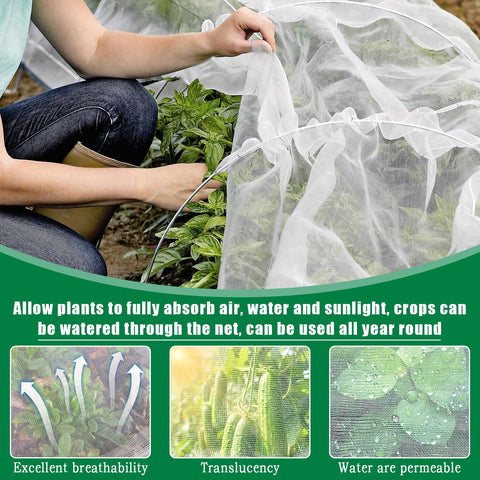 Axcoix transparent garden netting on blueberry bush for protective coverage