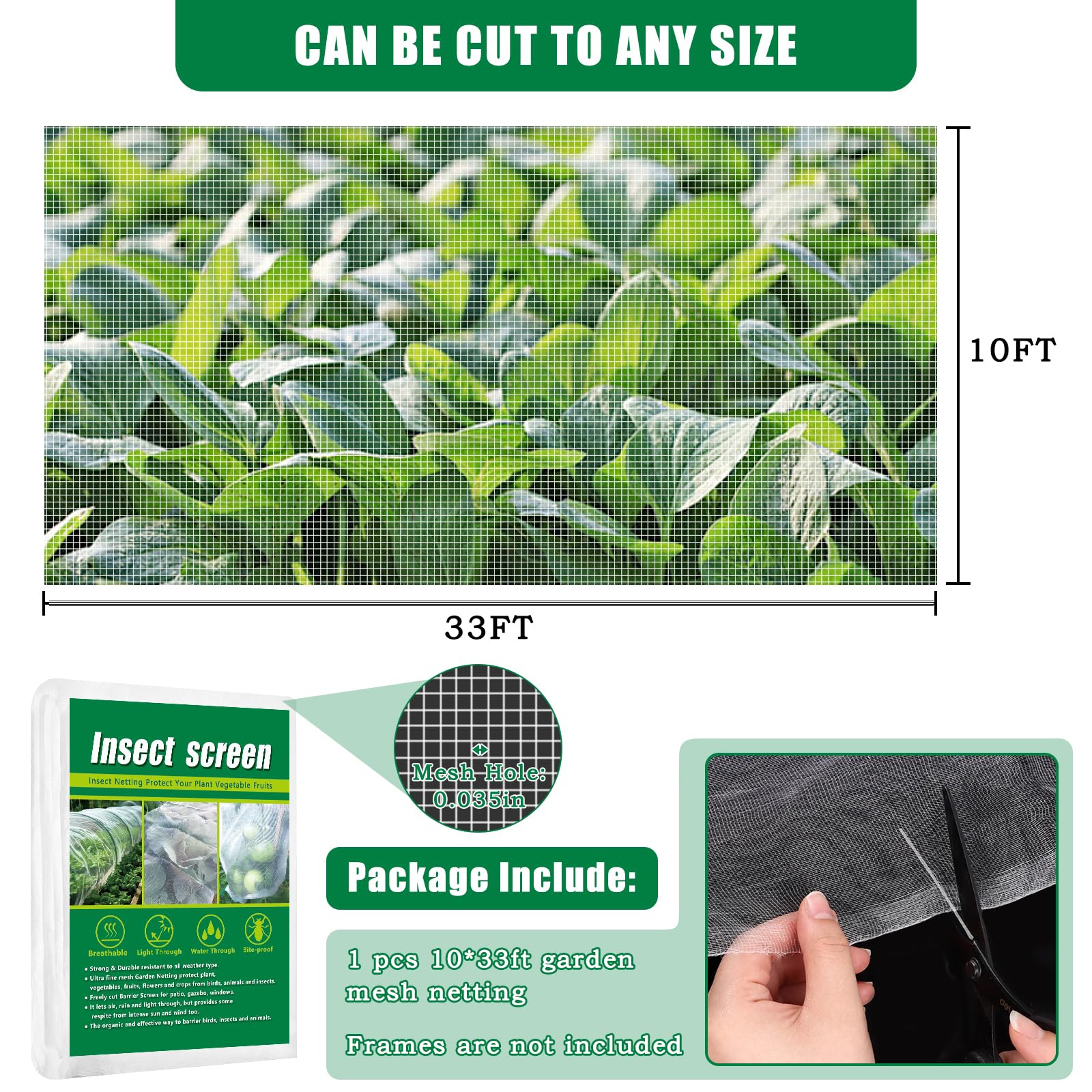Axcoix ultra-fine 0-035 inch mesh provides durable garden protection
