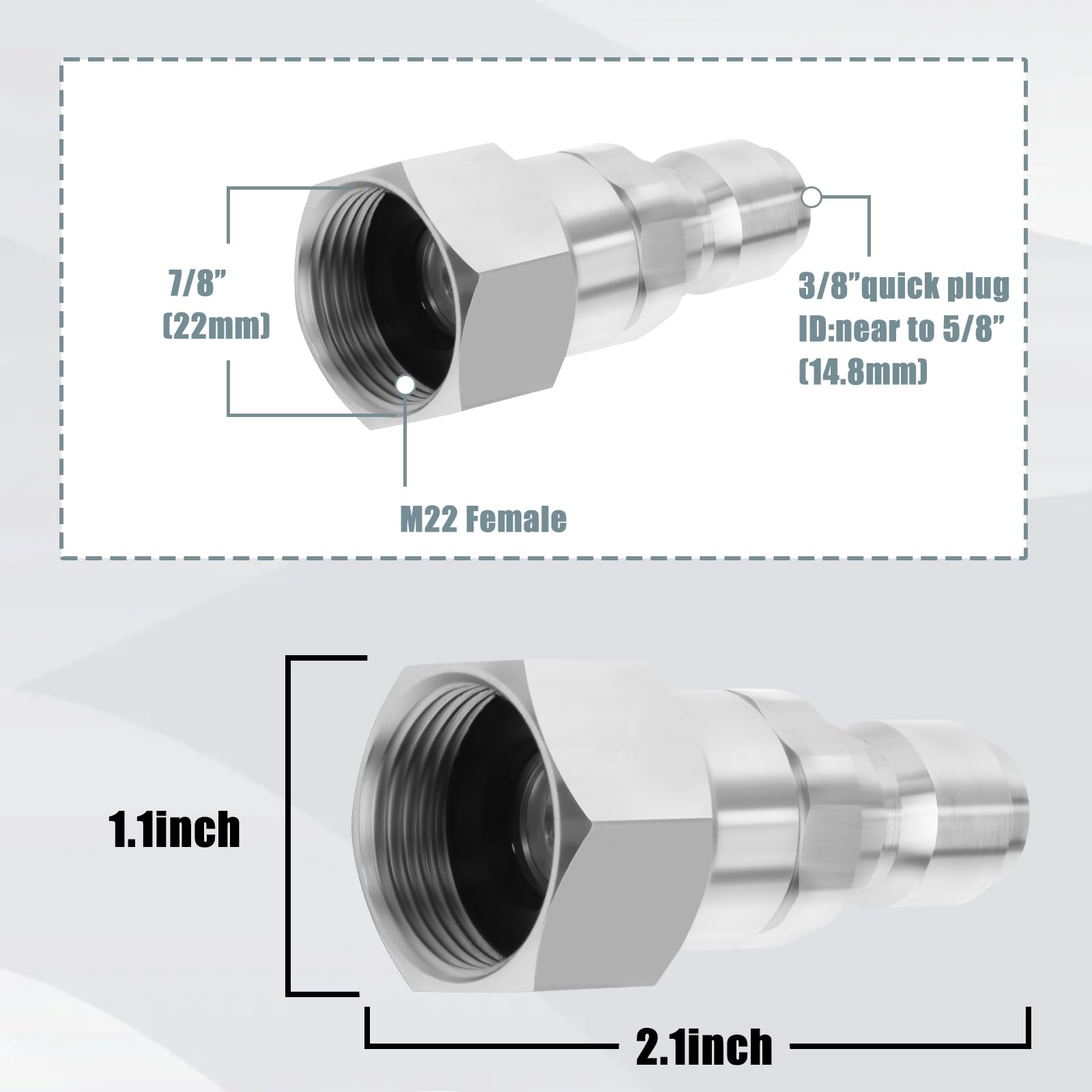 Axfvd 304 stainless steel swivel fitting close-up shows durability.
