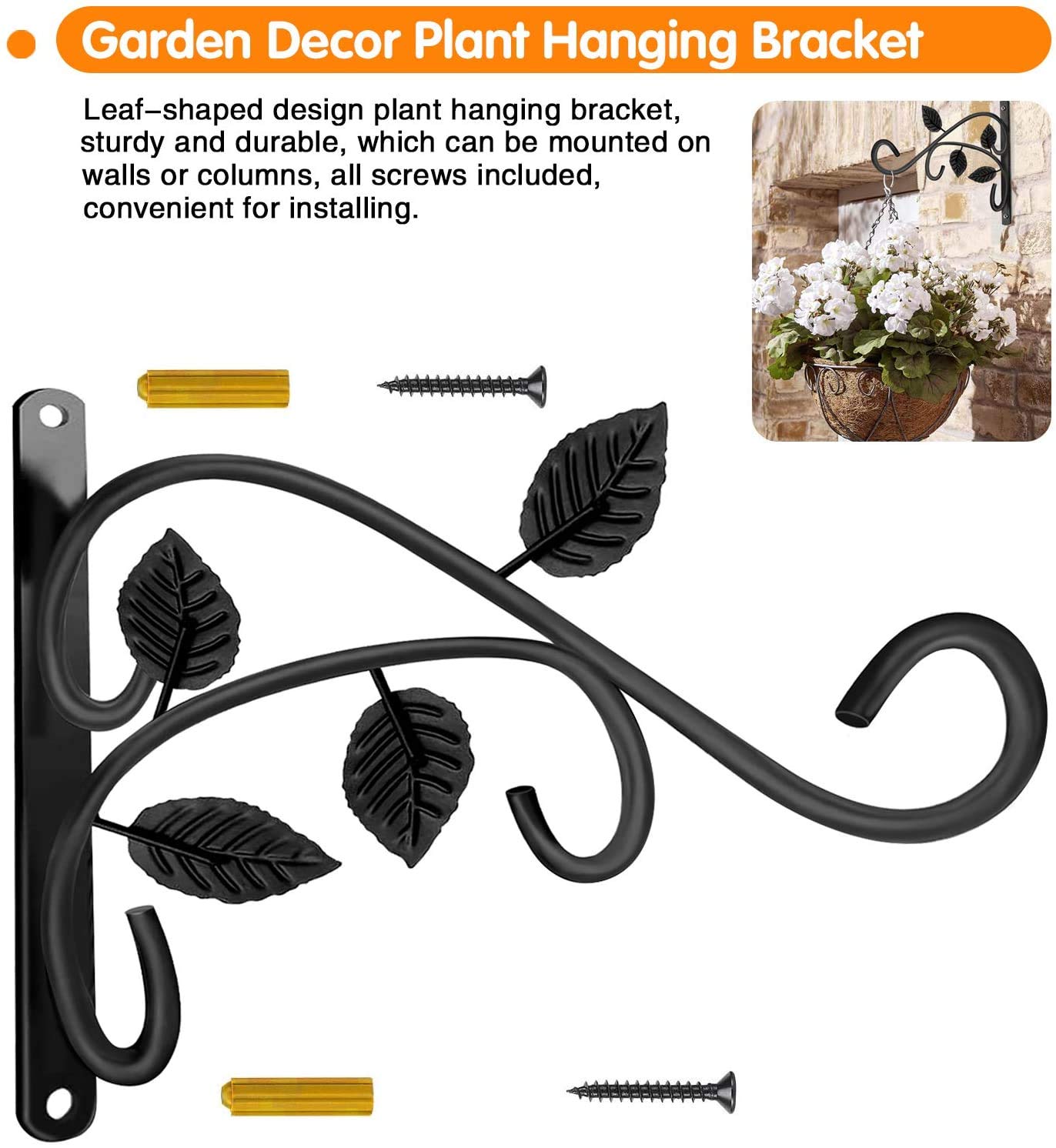 Axgo heavy-duty iron plant bracket supports up to 60 lbs for versatile displays.