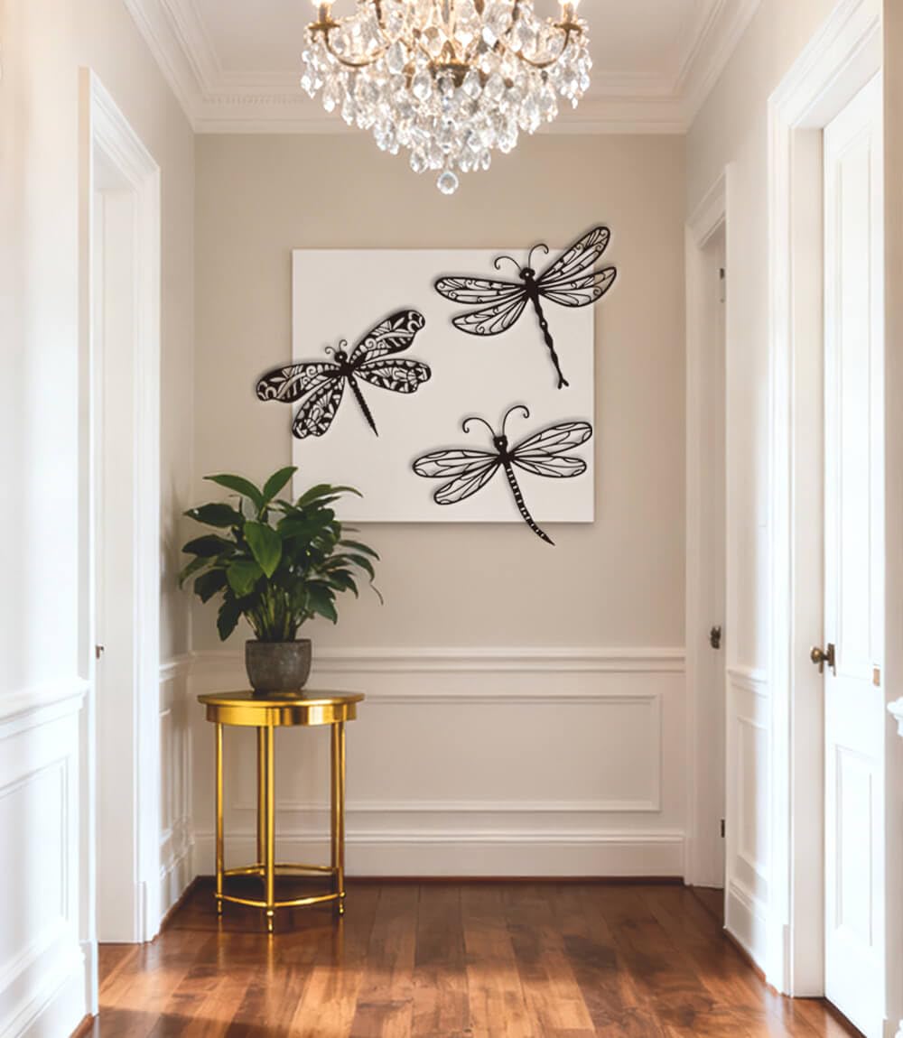 AXHoustake wall hanging dragonflies sculpture offers instant garden focal point.