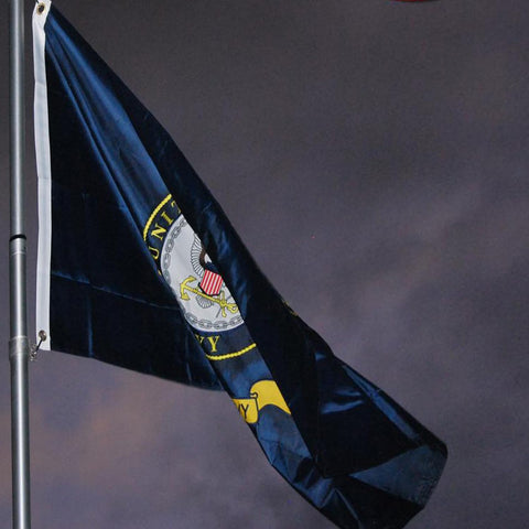 AXJBW 3x5 navy flag in 240D polyester resists fading when flown.