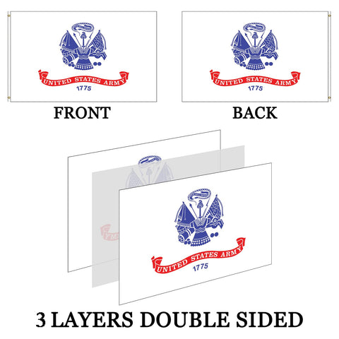 AXJBW double-sided US Army flag stays correctly oriented indoors or outdoors