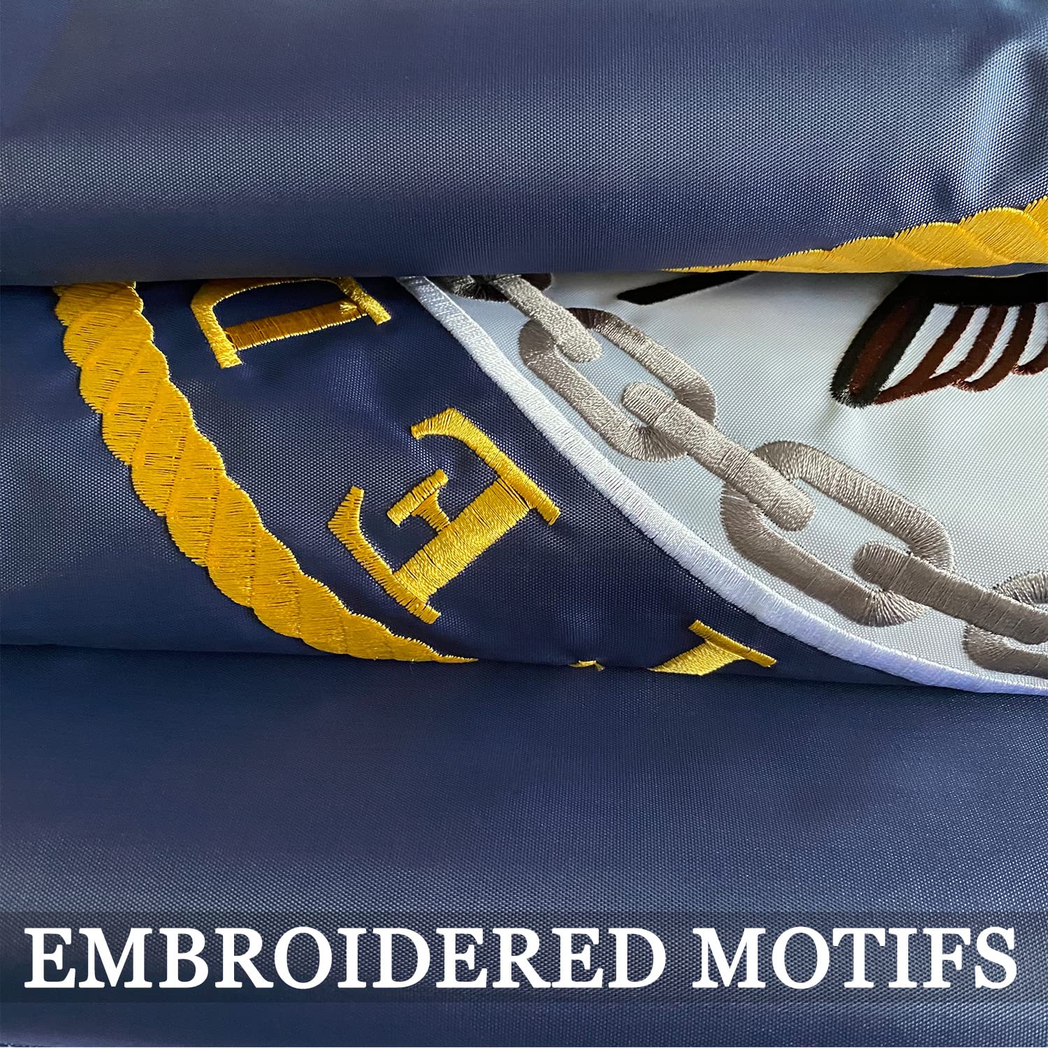 AXJBW nylon and brass flag demonstrates durable stitching for outdoors.