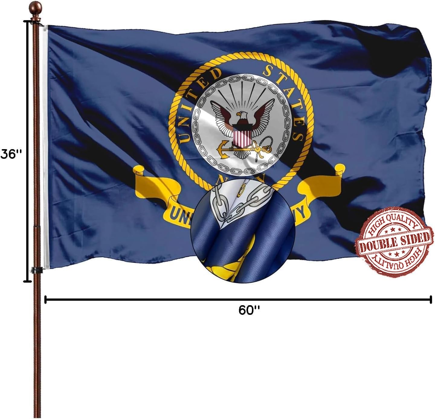 AXJBW Navy emblem flag stands up to weather with steady performance.