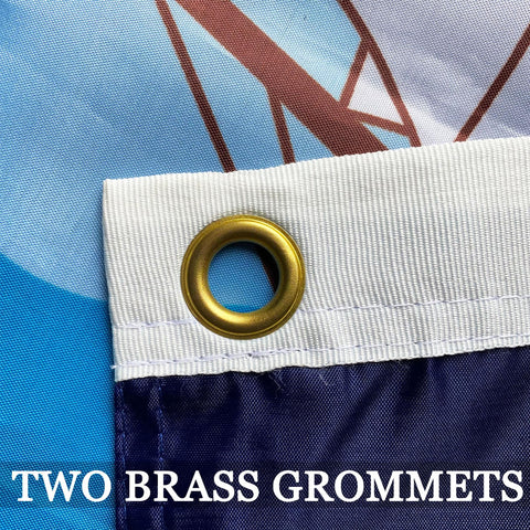 AXJBW navy banner with oxford header for reinforced mounting.