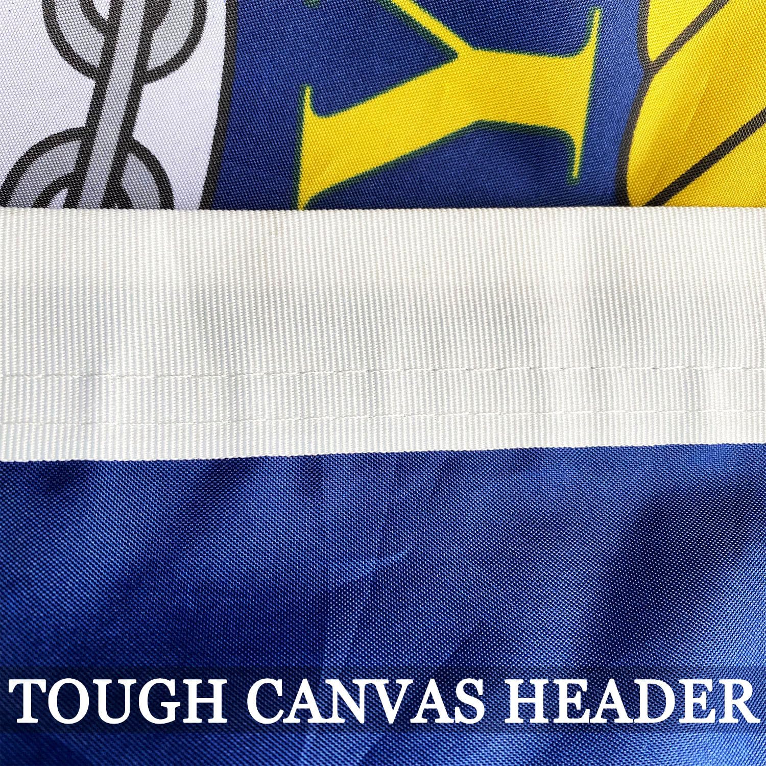 AXJBW Oxford-header navy flag reinforces edge durability during mounting.