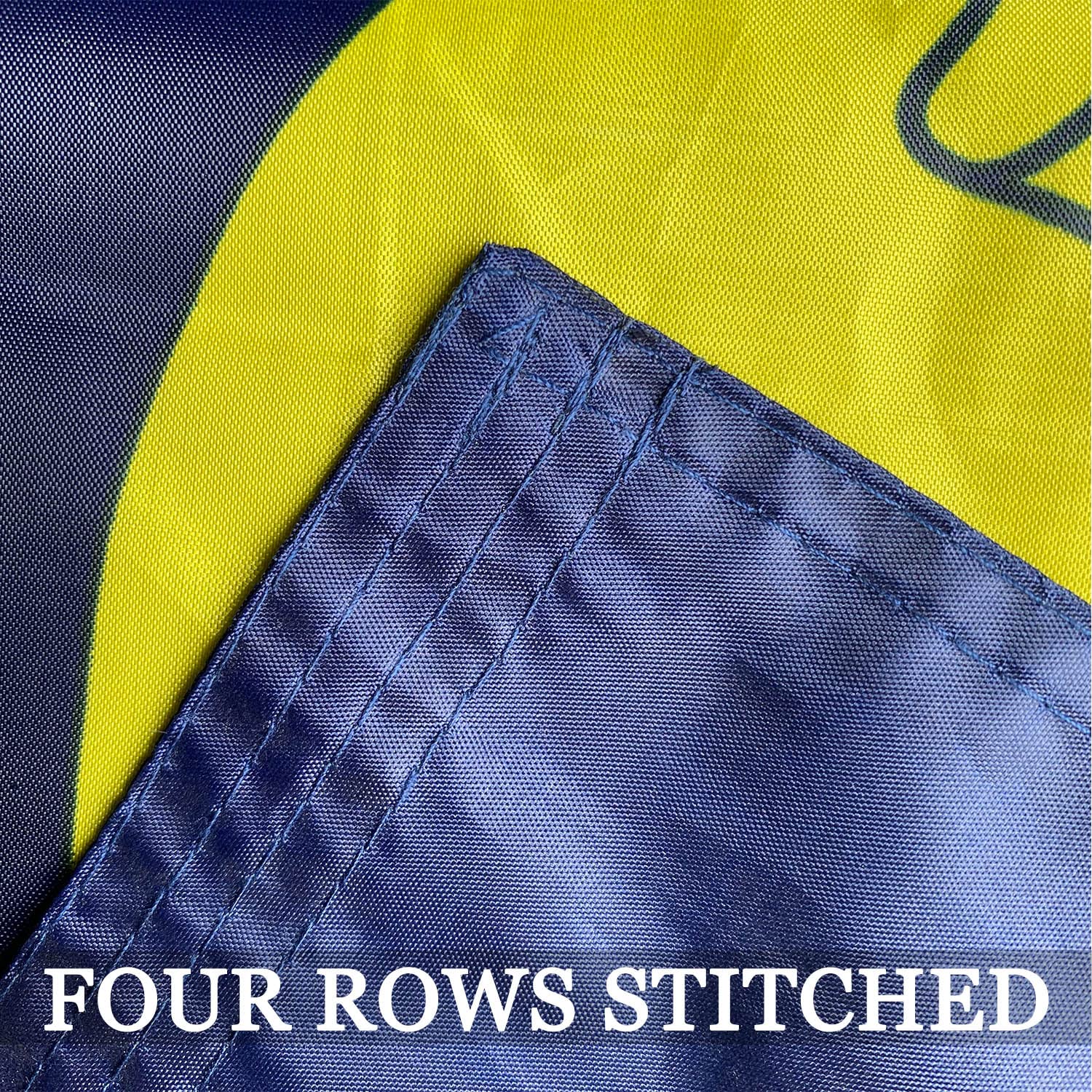 AXJBW navy flag close-up highlighting sturdy brass grommets.