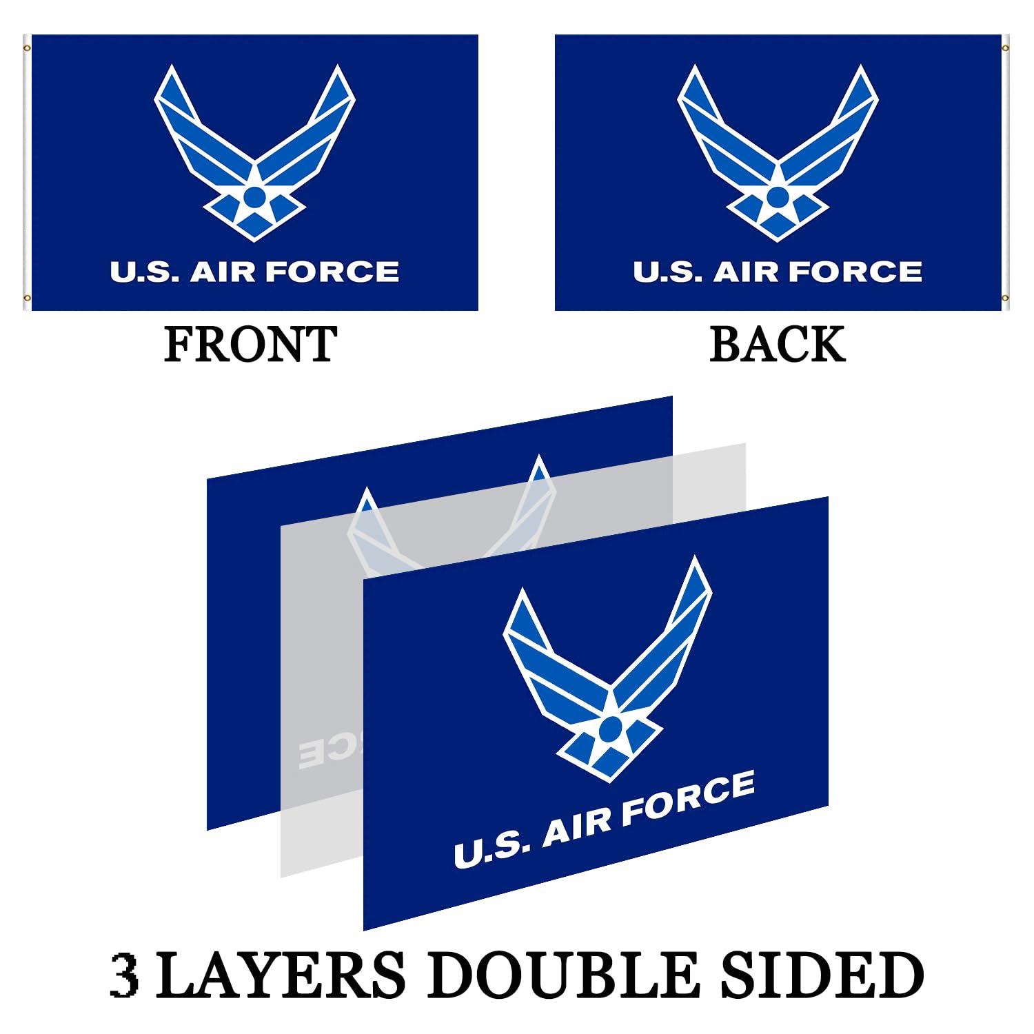 AXJBW US Air Force Flag Wing header reinforced with canvas for strength