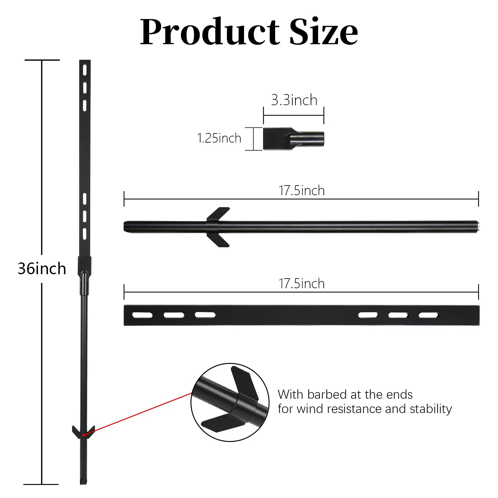 Axmorety yard sign stake barbed base keeps signs upright in windy conditions.