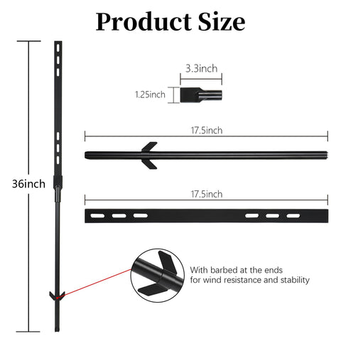 Axmorety yard sign stake barbed base keeps signs upright in windy conditions.